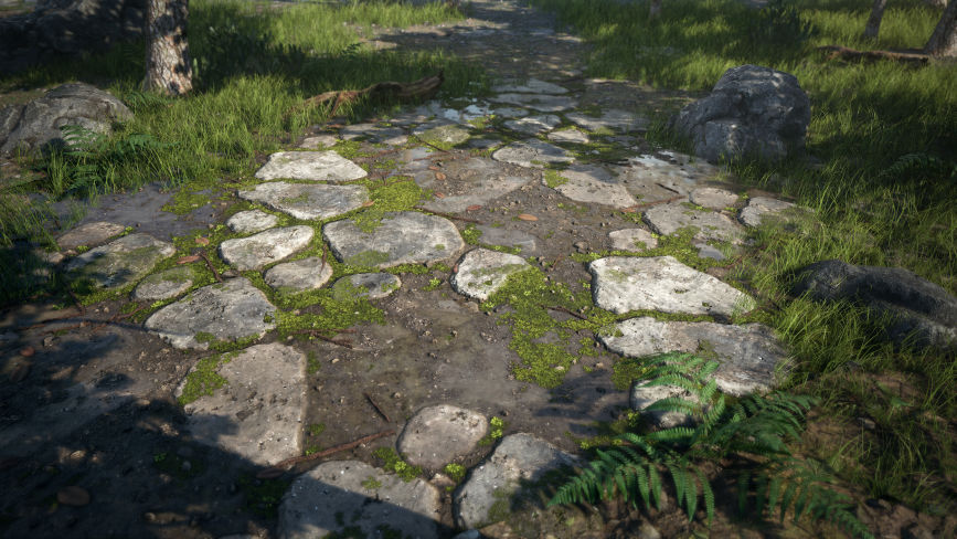 Combining Stone, Moss and Water in Substance